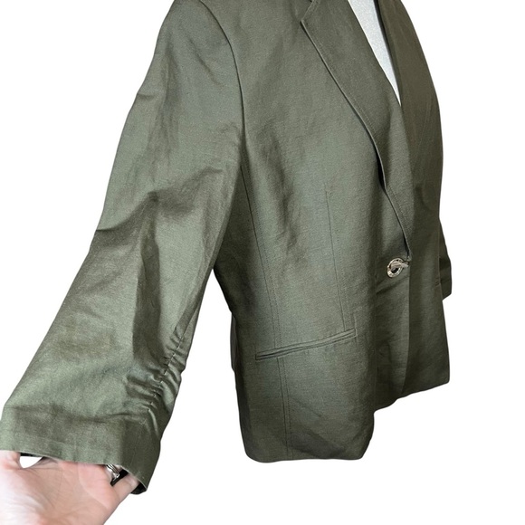 Anne Klein Linen Blend Olive Green Single Button Jacket Blazer 3/4 Sleeve Sz XL - Picture 12 of 12
